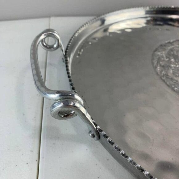 Vintage Cromwell Aluminum Serving Tray 14.5" Diameter Beautiful - Picture 4 of 8